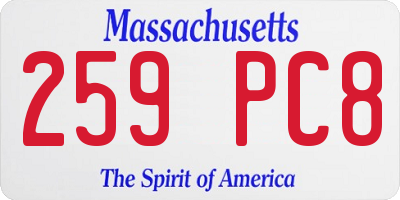 MA license plate 259PC8