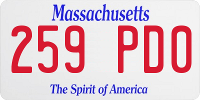 MA license plate 259PD0