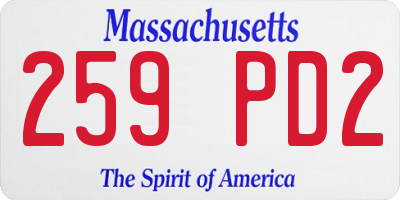 MA license plate 259PD2
