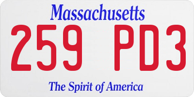 MA license plate 259PD3