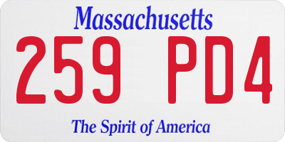 MA license plate 259PD4