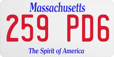 MA license plate 259PD6