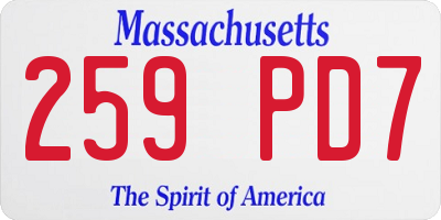 MA license plate 259PD7