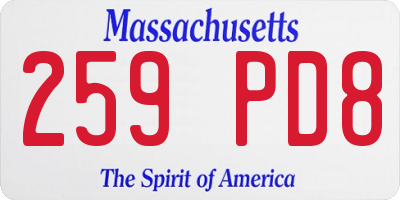 MA license plate 259PD8