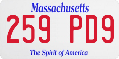 MA license plate 259PD9