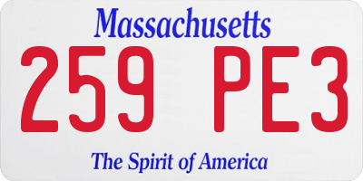 MA license plate 259PE3