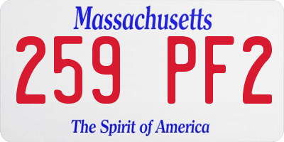 MA license plate 259PF2