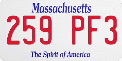 MA license plate 259PF3