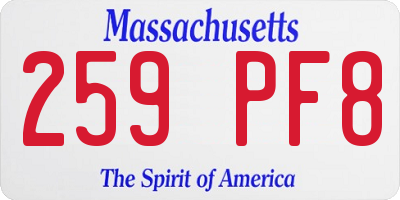 MA license plate 259PF8