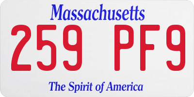 MA license plate 259PF9