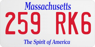 MA license plate 259RK6