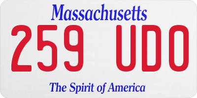 MA license plate 259UD0