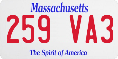 MA license plate 259VA3