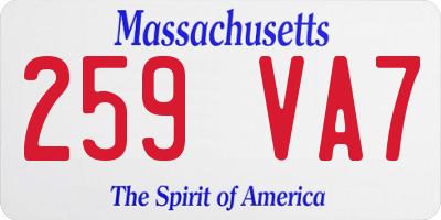 MA license plate 259VA7