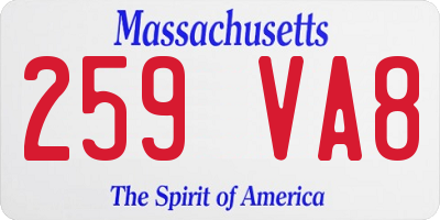 MA license plate 259VA8