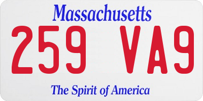 MA license plate 259VA9