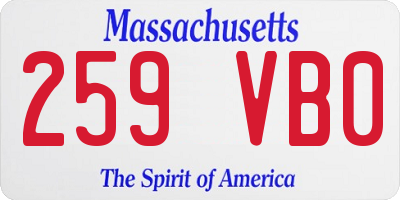 MA license plate 259VB0