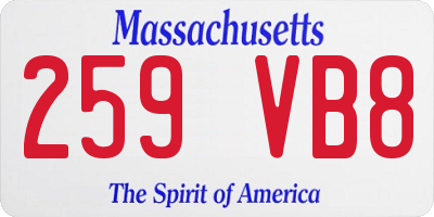 MA license plate 259VB8