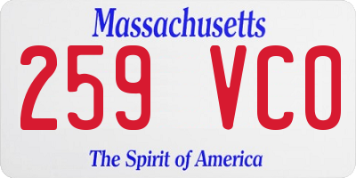 MA license plate 259VC0
