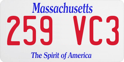 MA license plate 259VC3