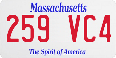 MA license plate 259VC4