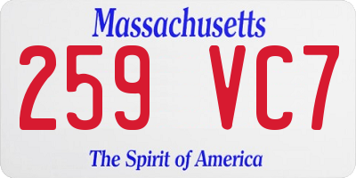 MA license plate 259VC7