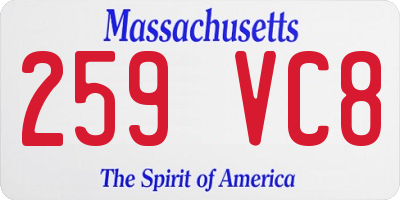 MA license plate 259VC8