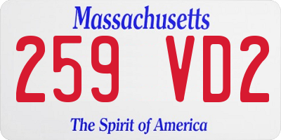 MA license plate 259VD2