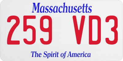 MA license plate 259VD3