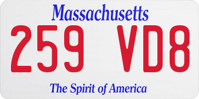 MA license plate 259VD8
