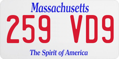 MA license plate 259VD9