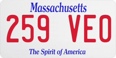 MA license plate 259VE0