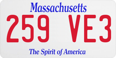 MA license plate 259VE3