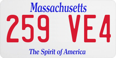MA license plate 259VE4