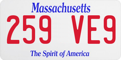 MA license plate 259VE9
