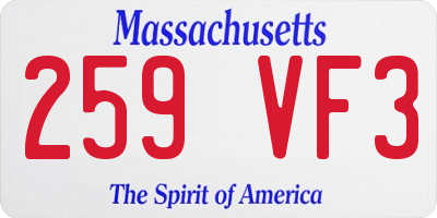 MA license plate 259VF3