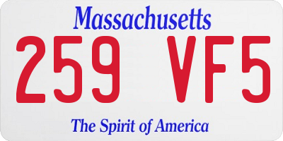 MA license plate 259VF5