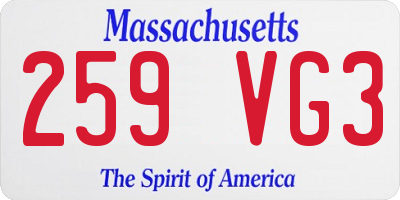 MA license plate 259VG3