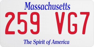 MA license plate 259VG7