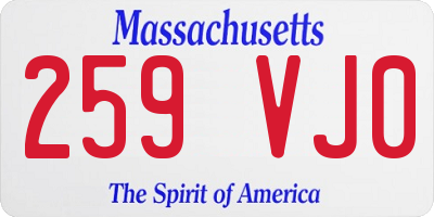 MA license plate 259VJ0