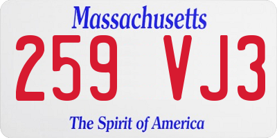 MA license plate 259VJ3