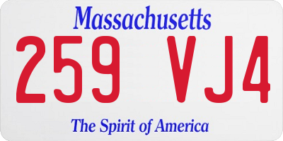 MA license plate 259VJ4