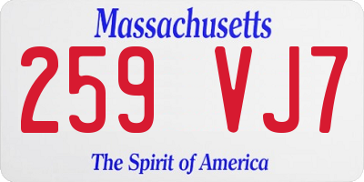 MA license plate 259VJ7