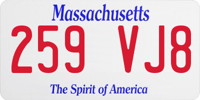 MA license plate 259VJ8