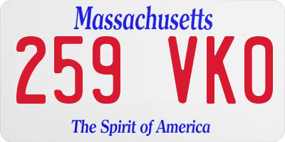 MA license plate 259VK0