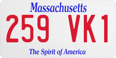MA license plate 259VK1