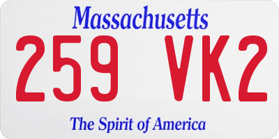 MA license plate 259VK2