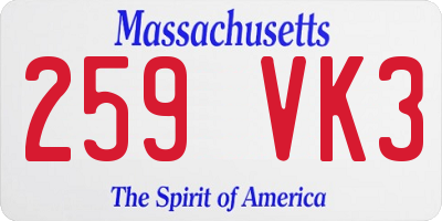 MA license plate 259VK3