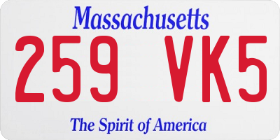 MA license plate 259VK5