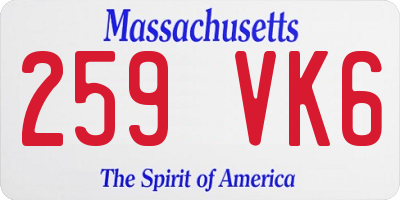 MA license plate 259VK6